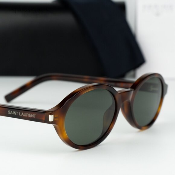 BRAND NEW Saint Laurent SL751 JEANNE 003 Dark Havana Grey Oval Unisex Sunglasses - Picture 5 of 13